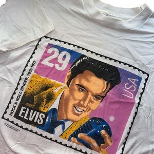 Vintage 90s  Elvis Presley XL Single Stitch Tee Graceland Stamp Screen Stars 92